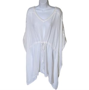 Saltylemon White Coverup Tunic Crochet Sleeves NWT Size L/XL